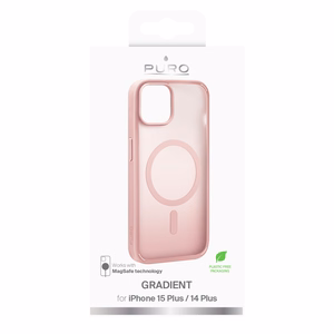 Puro Gradient magnētiskais silikona viedtālruņa apvalks iPhone 15 Plus - rozā