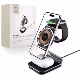 Tech-Protect QI15W-A29 3-in-1 induktīvais lādētājs ar MagSafe viedtālrunim / Apple Watch / AirPods - Melns