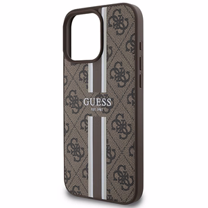 Guess 4G drukātās svītras magnētiskais viedtālruņa apvalks iPhone 16 Pro Max - brūns