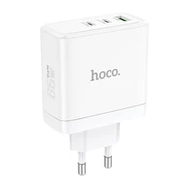 Lādētājs Hoco 2 x USB-C + USB-A GaN QC PD 65W N30 balts
