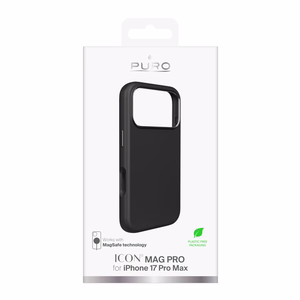 Чехол Puro Icon Mag Pro Liquid Silicone для iPhone 17 Pro Max, совместимый с MagSafe, с защитой камеры и алюминиевыми кнопками - чёрный