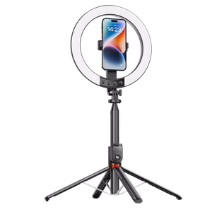 Blavec Selfie gredzena lampa Aluminium Aura LED RGB gredzens P-50 25cm statīvs + tālvadības pults + 2,3 metri (RLP50-TRB23) melna