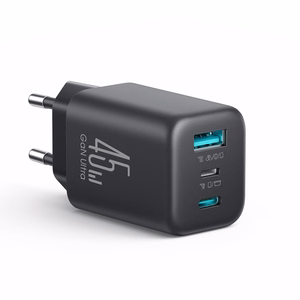 Joyroom JR-TO1 GaN 45W USB-C Lightning USB-A sienas lādētājs melns