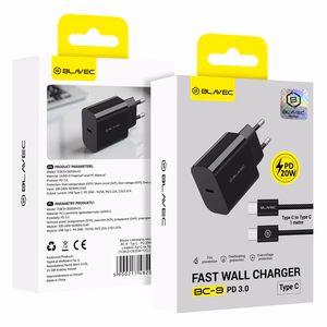 Blavec Wall charger BC-9 - Type C - PD 20W 3A with Type C to Type C cable (TCBC9-CB203A+CC) black