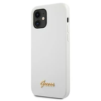 Guess GUHCP12SLSLMGWH iPhone 12 mini 5.4" balts/balts cietais apvalks Metal Logo Script