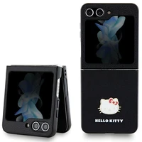 Hello Kitty Metal Logo Kitty Head viedtālruņa apvalks Samsung Galaxy Z Flip 5 - melns