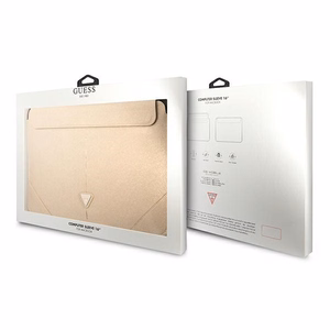 Guess Saffiano Triangle Logo apvalks 16" klēpjdatoram - bēšs