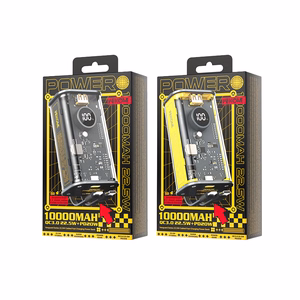WEKOME WP-345 Vanguard Series ārējais akumulators, 10000 mAh, PD 20 W + QC 22,5 W, ar iebūvētiem USB-C un Lightning kabeļiem, melns