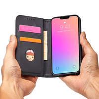 Magnet Card viedtālruņa apvalks iPhone 14 atverams vāciņš maks ar statīvu melns