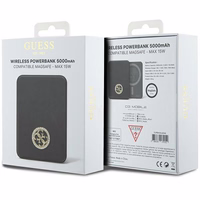 Guess Magnētiskā 4G Strassed Metāla Logotips indukcijas portatīvais lādētājs 15W 5000mAh - melna