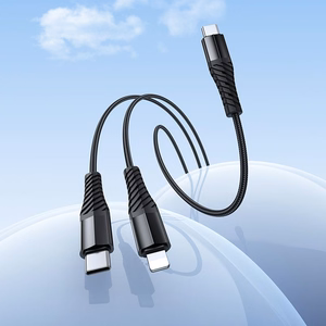 Cable 2in1 USB C to USB C+Lightnig Hoco 1 m X123 black
