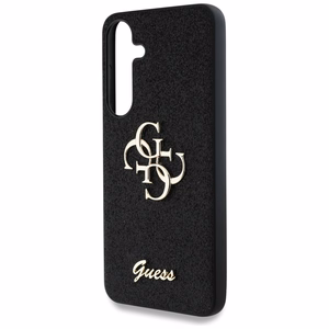 Guess Fixed Glitter Big 4G Metal Logo viedtālruņa apvalks Samsung Galaxy S25 melns
