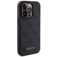 Guess 4G Metal Logo viedtālruņa apvalks komplekts iPhone 14 Pro + 5000mAh Magnētiskā portatīvais lādētājs - melna