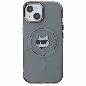 Karl Lagerfeld KLHMP15SHLSCHK iPhone 15 6.1" melns cietais viedtālruņa apvalks IML Metal Choupette Head Magnētiskais (MagSafe)