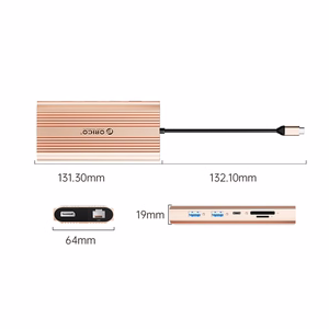 Orico XDR 12in1 USB-C Docking Station USB-A USB-C 2x HDMI 4K 60Hz DisplayPort 4K 60Hz RJ45 Gigabit PD 100W SD and microSD Card Reader - Rose Gold