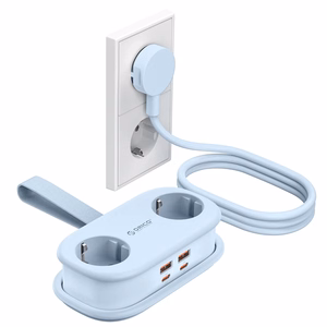 Orico AP3 65W GaN 6in1 strāvas sadalītājs 2x AC + 2x USB-A + 2x USB-C - zils