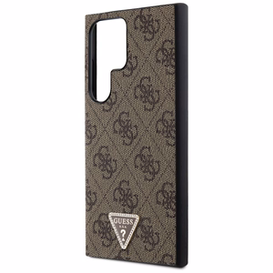 Guess Grip Stand 4G Triangle Strass apvalks Samsung Galaxy S24 Ultra - brūns