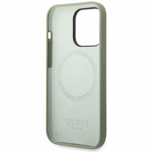 Guess silikona logotipa plāksnes vāciņš MagSafe viedtālrunim iPhone 14 Pro Max – zaļš