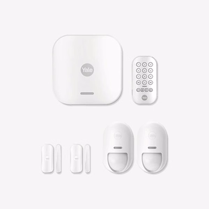 Yale viedās signalizācijas sākuma komplekts 7 vienumi - Vadības panelis, Tastatūra, Tālvadības pults, 2x Kustības sensors, 2x Loga/durvju sensors