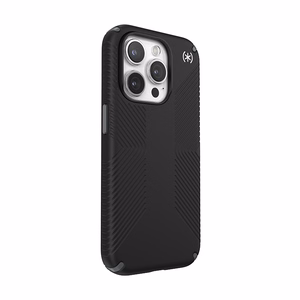Speck Presidio2 Grip MagSafe vāciņš ierīcei iPhone 15 Pro, melns ar slānekļpelēkām detaļām