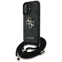 Guess 4G Big Logo Cord Stap viedtālruņa apvalks iPhone 16 - melns