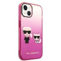Karl Lagerfeld gradienta Ikonik Karl & Choupette viedtālruņa apvalks iPhone 14 Plus – rozā