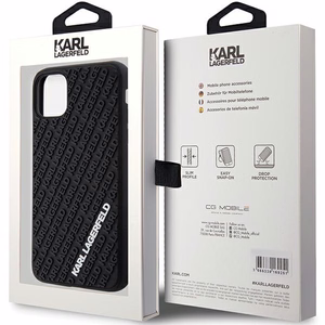 Karl Lagerfeld KLHCN613DMKRLK iPhone 11 / Xr 6.1" melns/melns cietais apvalks 3D Gumijas Multi Logotips