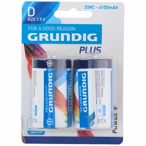 Grundig D / R20 1,5 V cinka baterijas, 4100 mAh, 2 gab.
