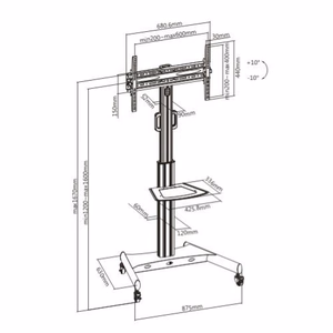 Mobile cart for interactive displays 32"-65"