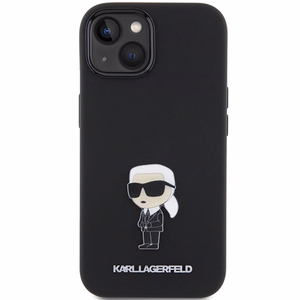 Karl Lagerfeld Silicone Ikonik Metal Pin maciņš iPhone 15 Plus / 14 Plus - melns