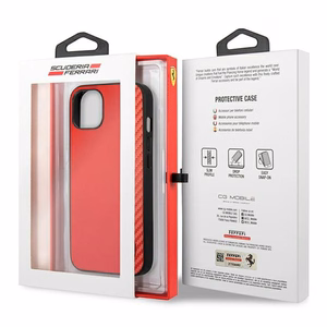 Ferrari FESAXHCP13SRE iPhone 13 mini 5.4" красный/красный жёсткий чехол On Track Carbon Stripe