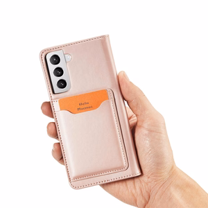 Magnētiskais karšu apvalks Samsung Galaxy S22 + (S22 Plus) maciņš karšu turētājs rozā