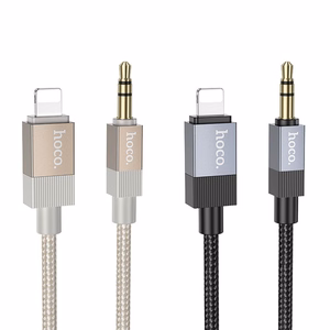 AUX kabelis Jack 3,5 mm (tēviņš) uz Lightning (tēviņš) Hoco 1 m UPA32A melns
