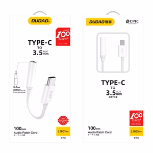 Dudao audio adapteris austiņām no USB Type C uz mini jack 3.5 mm balts (L16CPro white)