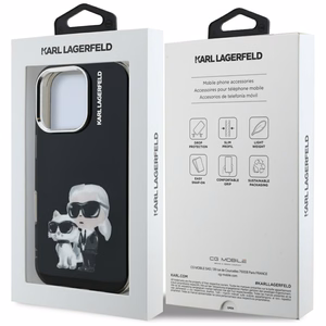 Karl Lagerfeld IML Aquarelle Karl & Choupette & Logo macins iPhone 16 Pro Max - melns