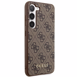 Guess GUHCS23SG4GFBR S23 S911 brūns/brūns cietais apvalks 4G Metal Gold Logo