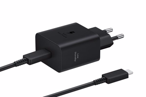 Sienas lādētājs Samsung EP-T4511XBEGEU 45W ar USB-C uz USB-C kabeli 1.8 m, melns