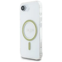 Guess IML Glitter Circle magnētiskais viedtālruņa apvalks iPhone 16e - caurspīdīgs