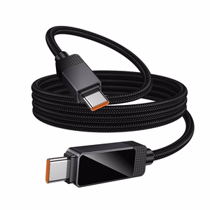 Hoco U154 USB-C–USB-C kabelis ar punktu matricas LCD ekrānu, 3 A, 60 W, 1 m, melns