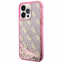 Guess GUHCP14XLC4PSGP iPhone 14 Pro Max 6.7" rozā/rozā cietais apvalks Liquid Glitter 4G caurspīdīgs