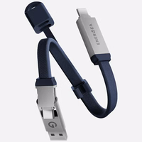Kabelis Energea Sheath Key 2w1 USB-C uz USB-C/USB-A 480Mbps 60W 15cm zils