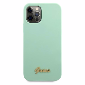 Guess Metal Logo Script apvalks iPhone 12 Pro Max 6.7" - zaļa
