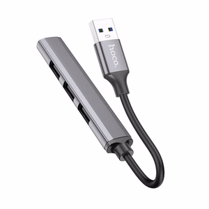 USB koncentrators Hoco HB26 4-in-1 adapteris USB-A uz 1xUSB3.0 + 3xUSB2.0, pelēks