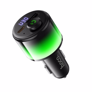 Melns automašīnas Bluetooth raidītājs Hoco E166 ar 2 x USB-A, USB-C, QC 3.0 un PD 42 W