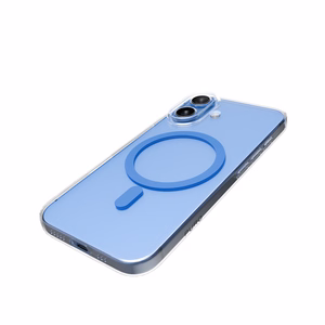 Чехол Puro Lite Mag TPU+PC совместимый с MagSafe для iPhone 17 - прозрачный с синим кольцом