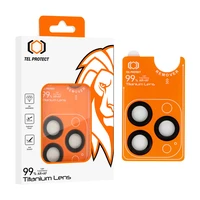 Aizsargstikls Tel Protect Titanium Lens 99% AR uz kameras Iphone 16 Pro/16 Pro Max melns (3 objektīvi)