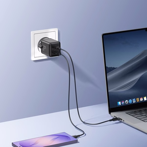 Joyroom JR-TG8 GaN 45W USB-C + USB-A sienas lādētājs – krāsa: melna