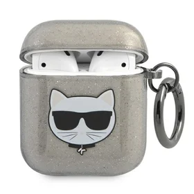 Karl Lagerfeld KLA2UCHGK AirPods 1/2 vāciņš melns/melns Glitter Choupette
