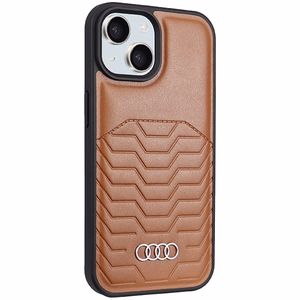 Audi sintētiskās ādas viedtālruņa apvalks MagSafe iPhone 15 / 14 / 13 - brūns