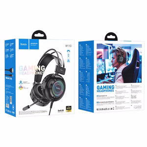 HOCO vadu austiņas USB A + Jack 3,5 mm ar mikrofonu spēlēm W110 2 m melnas